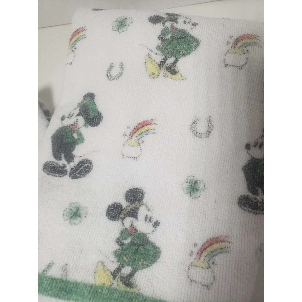 Mickey Minnie Disney Hand Towel Set Vintage Lucky Horseshoe Pot Gold